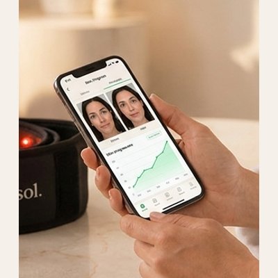 The Dermosol app — progress tracking on your phone